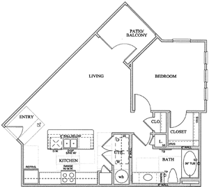 A2(b) One Bedroom / One Bath 737 Sq. Ft.*