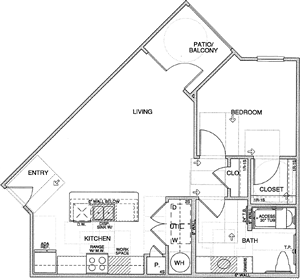 A2 (ADA) One Bedroom / One Bath 724 Sq. Ft.*
