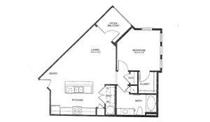 A2(b) - One Bedroom / One Bath - 736 Sq. Ft.*